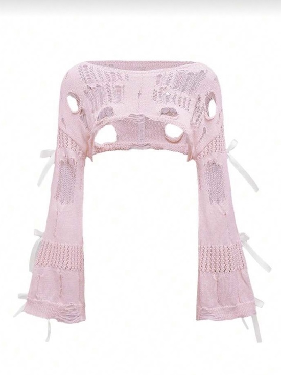Sweaters - Pink Cutout Knit Shrug Sweater - Women's Lightweight Layer